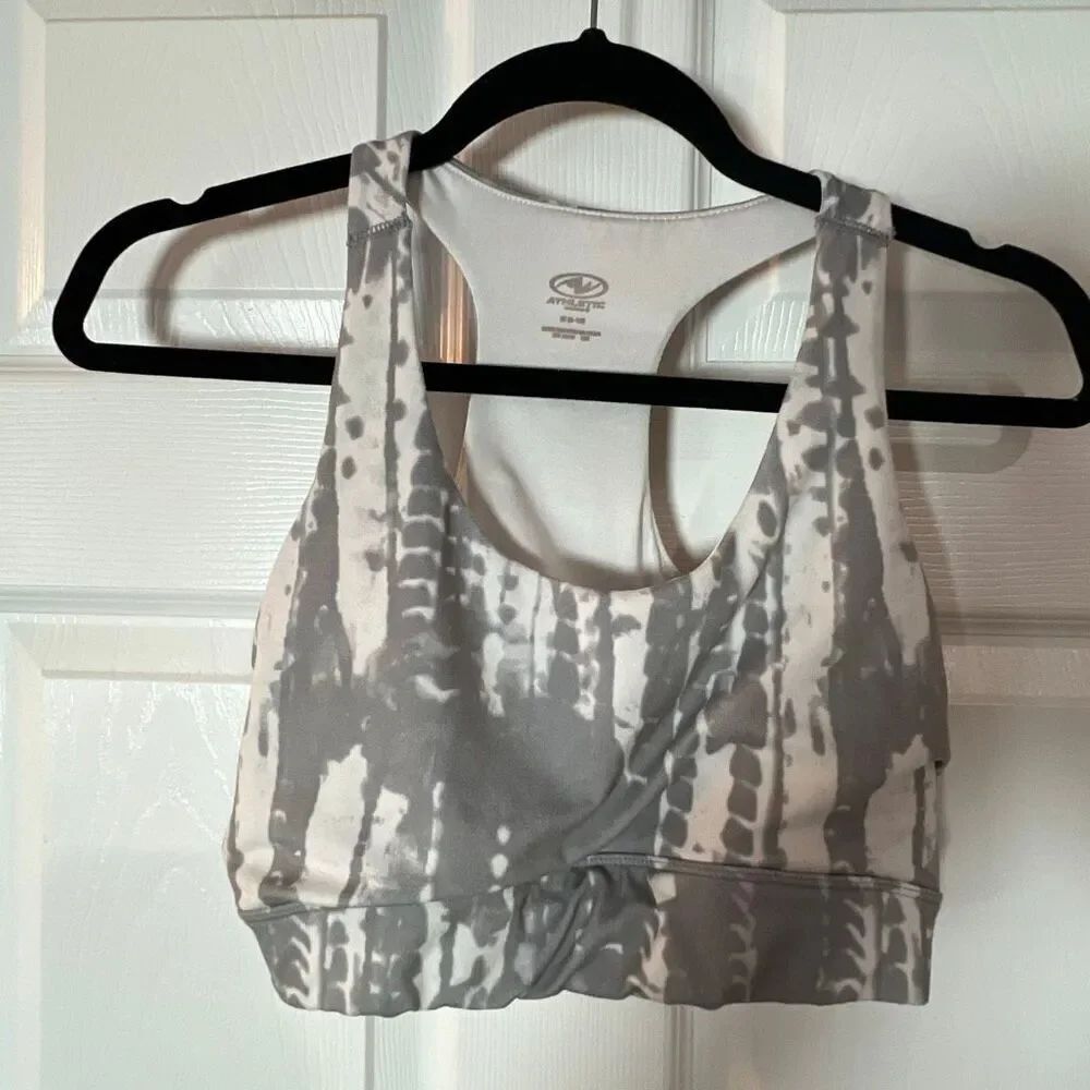Athletic Gray Tie-Dye Sports Bra | Medium Support | Size M